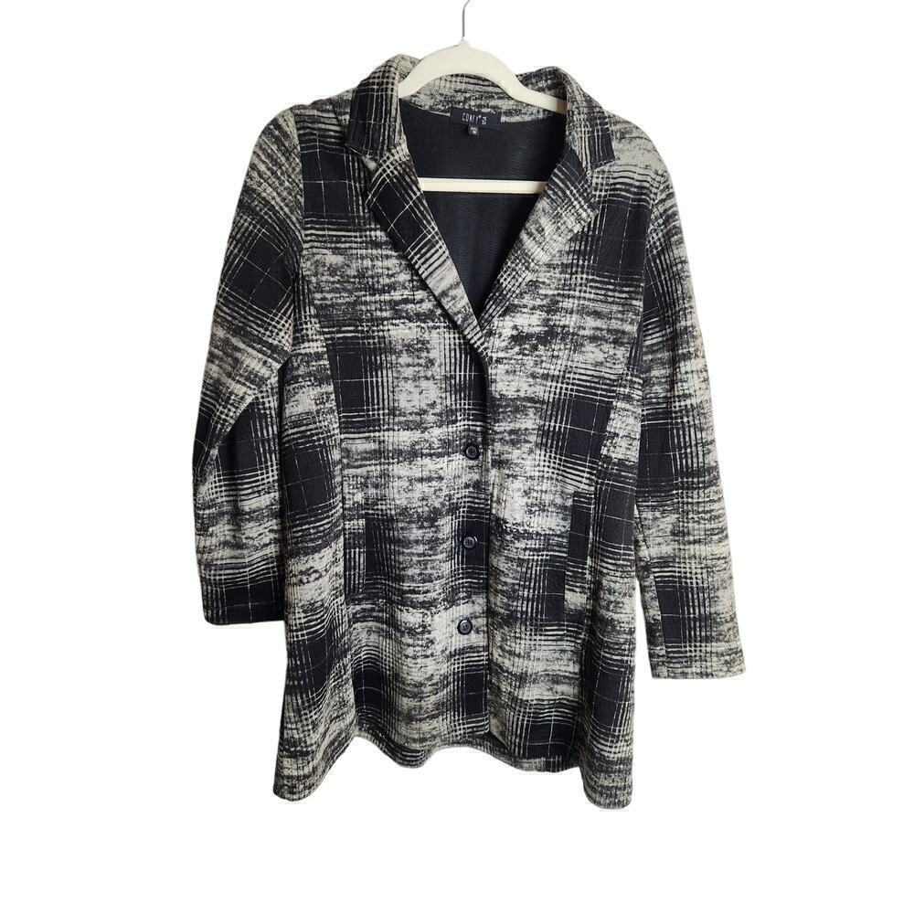 Comfy USA sweater jacket/shacket Sz M Pockets career office classic black gray